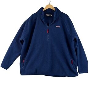 Vineyard Vines Fleece Pullover Quarter Zip Pockets Cozy‎ Blue Men's Size XL